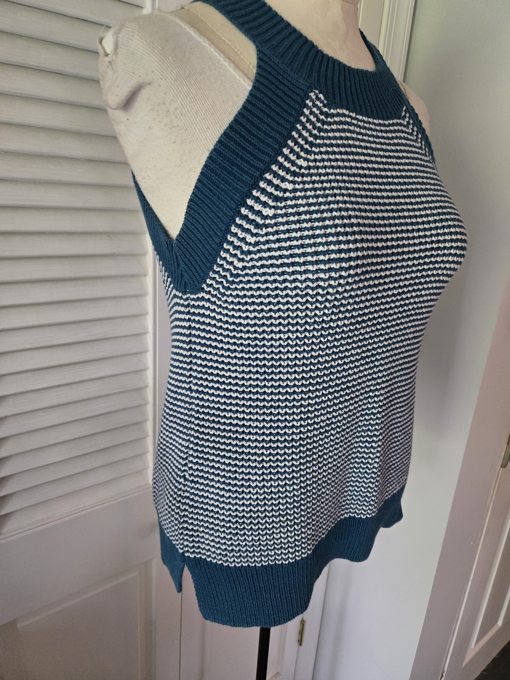 LOFT Blue White Striped Knit Halter Sweater Tank Top Size Small - Picture 5 of 10